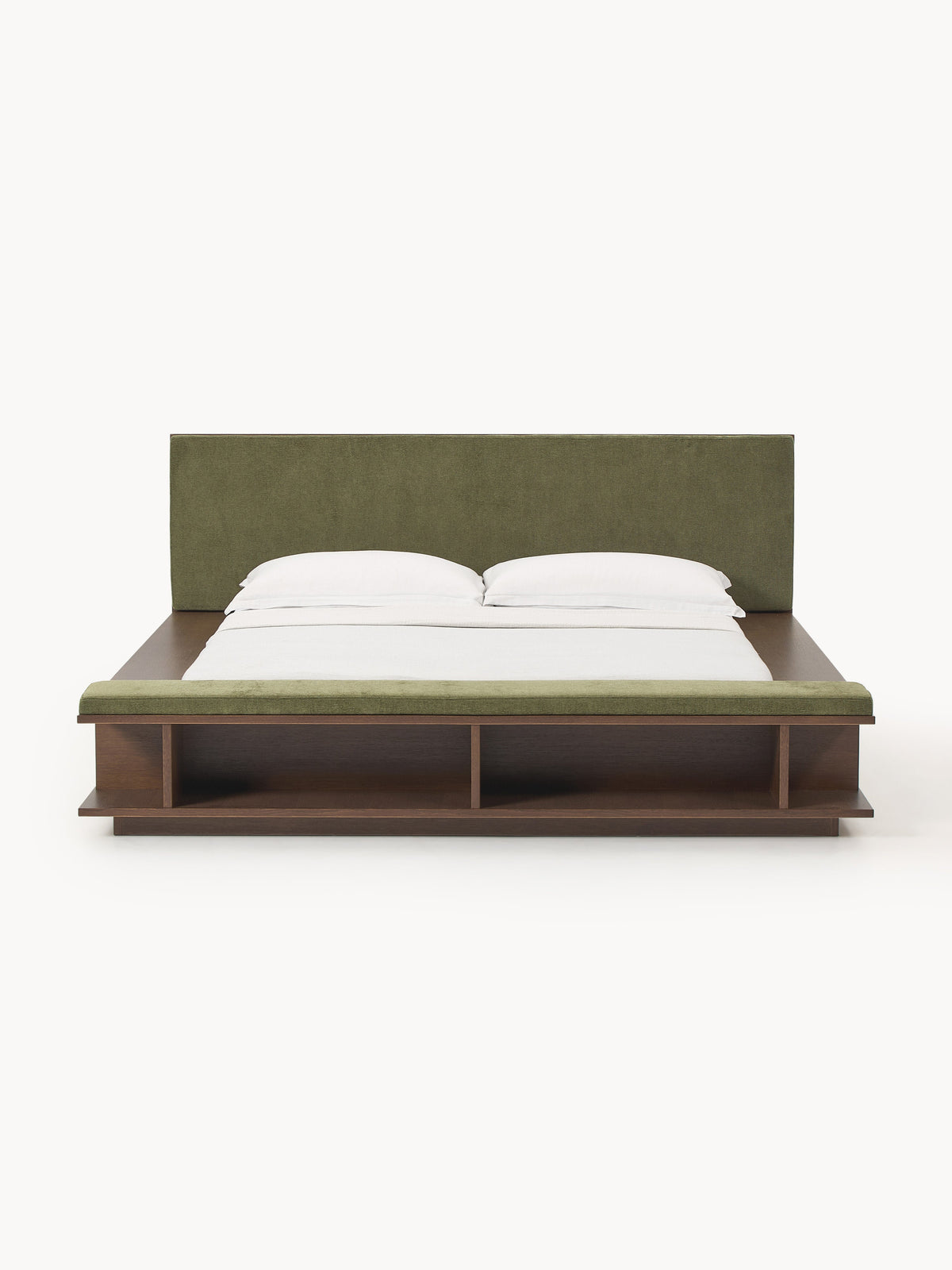 Clarstedt Wooden Bed Frame with Bench and Side Shelves
