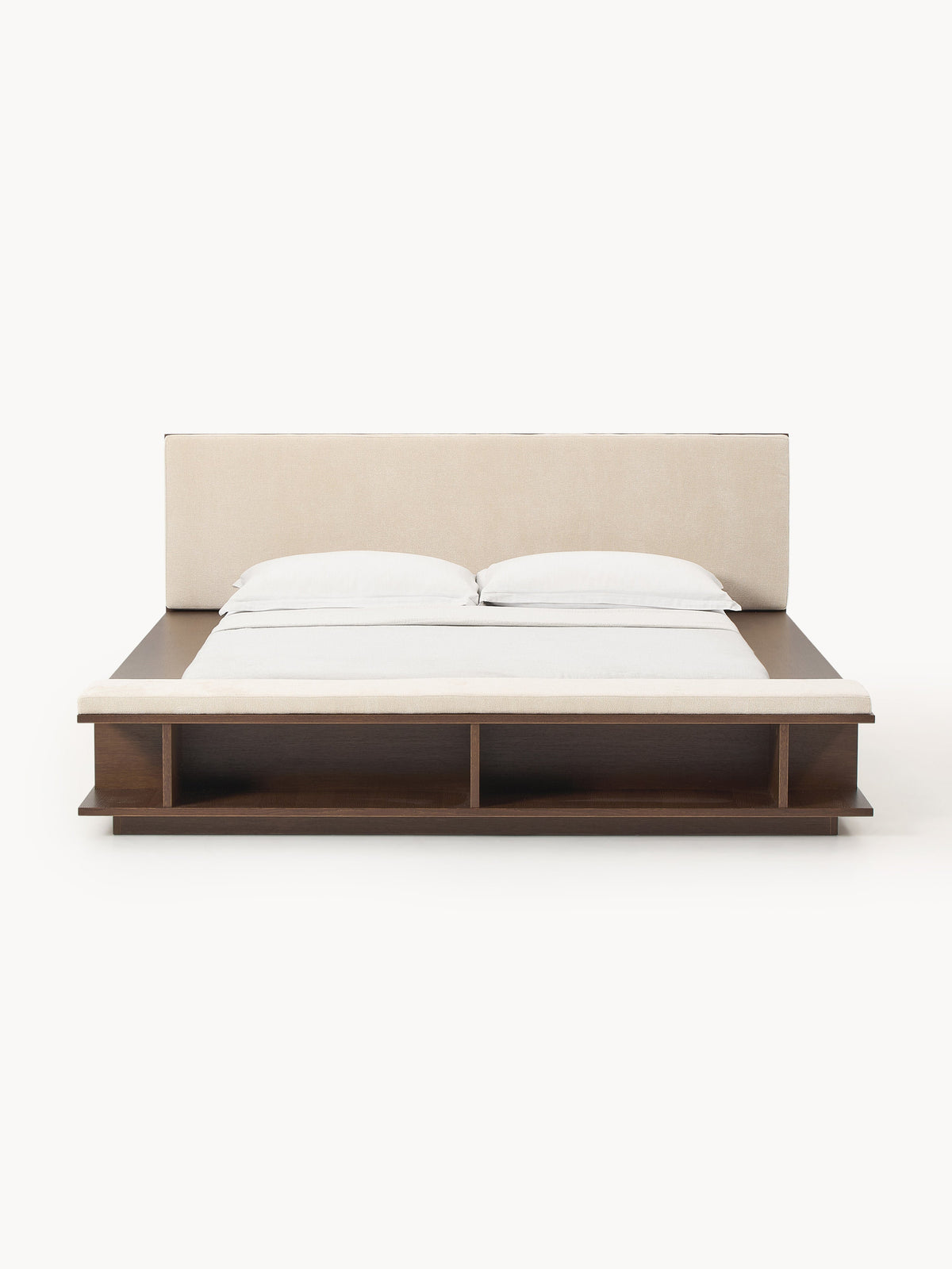 Clarstedt Wooden Bed Frame with Bench and Side Shelves