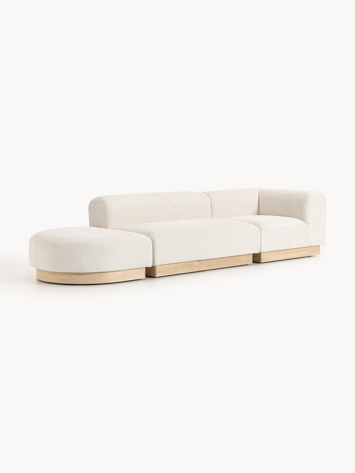 Natburgh Modular Ottoman in Teddy Bouclé with Stool (Left/Right)