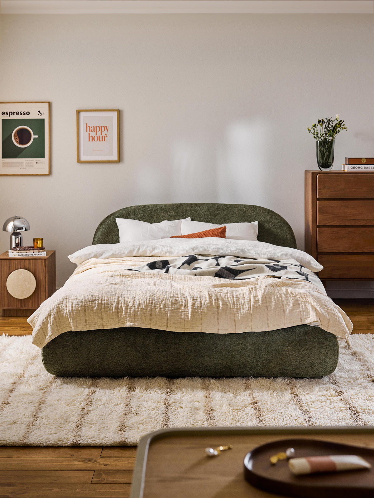 Albruck Teddy Bouclé Upholstered Bed