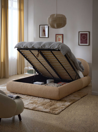 Albruck Upholstered Bed in Bouclé with Storage