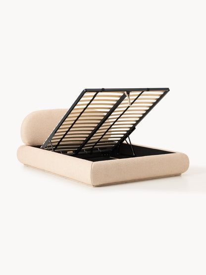 Albruck Upholstered Bed in Bouclé with Storage