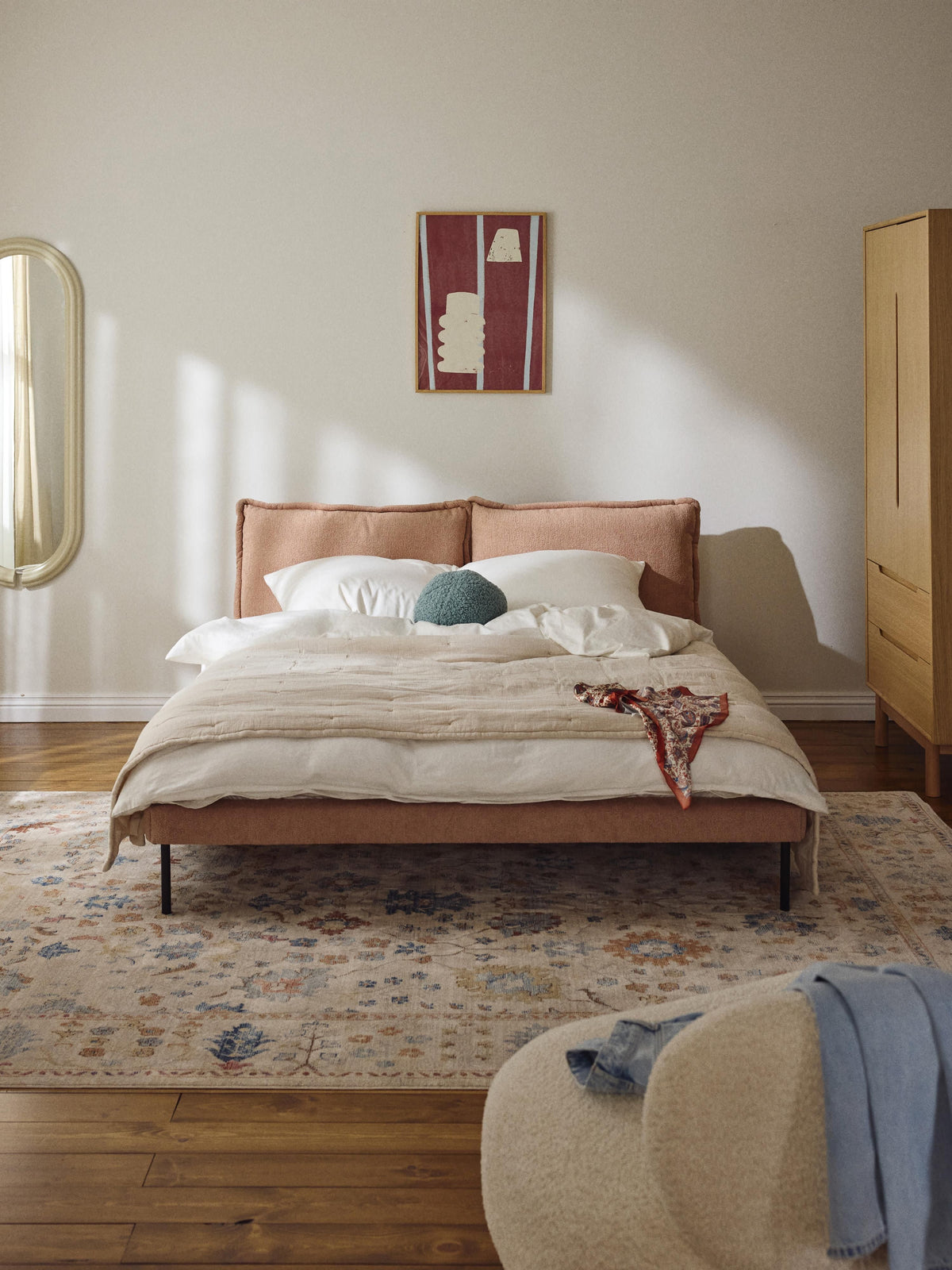 Amelrode Upholstered Bed in Teddy Bouclé