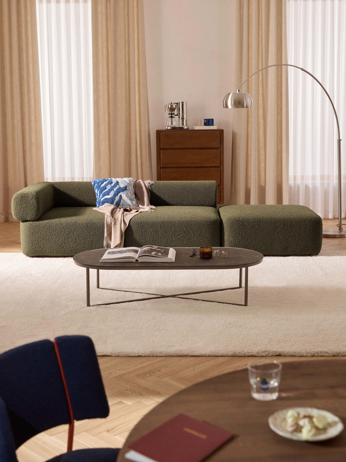 Antlingen Bouclé Modular Ottoman