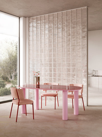 Benloh Organic Dining Table with Glass Top, 200 x 110 cm