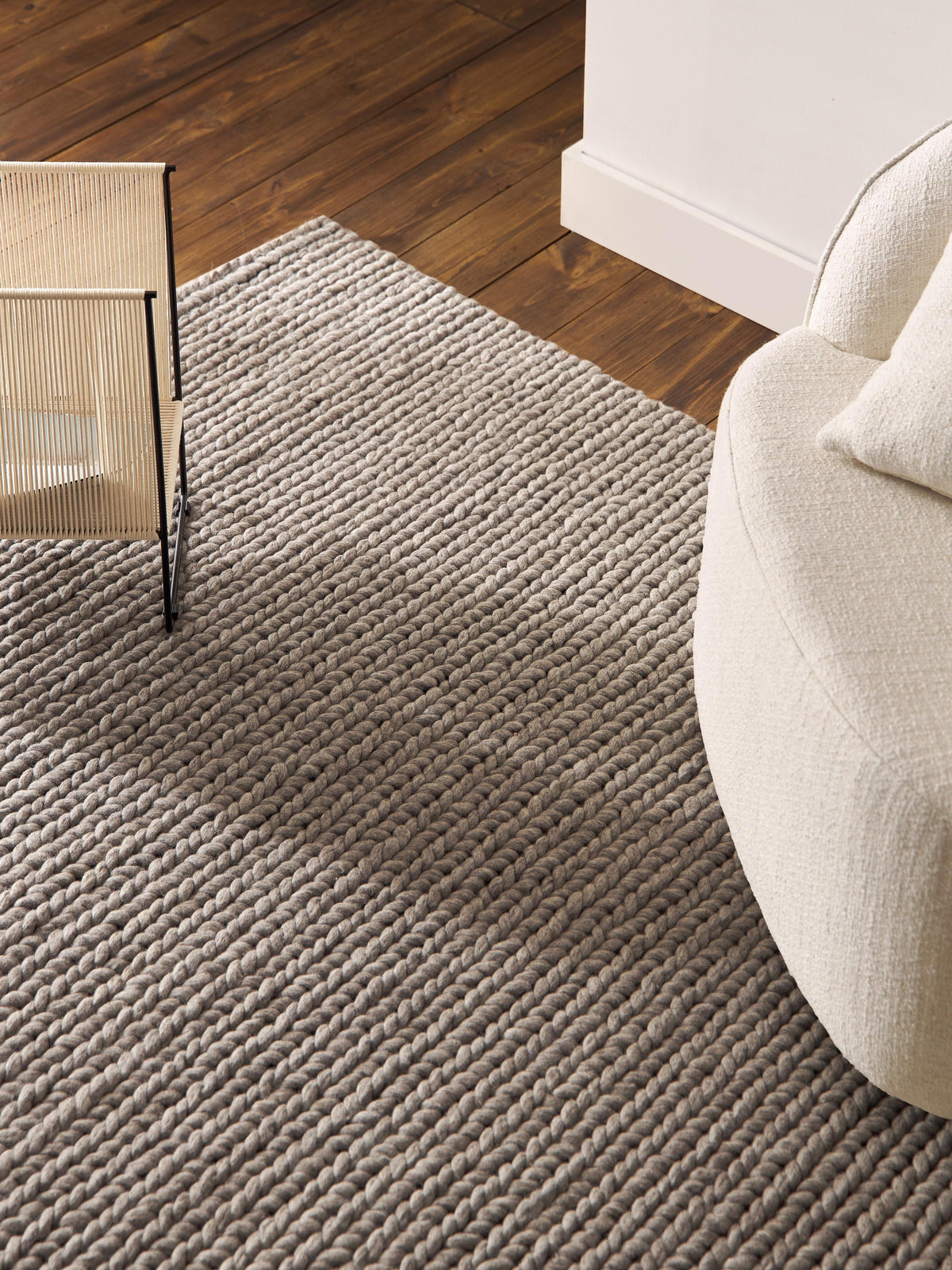Brunwehr Handmade Wool Rug with Braided Texture