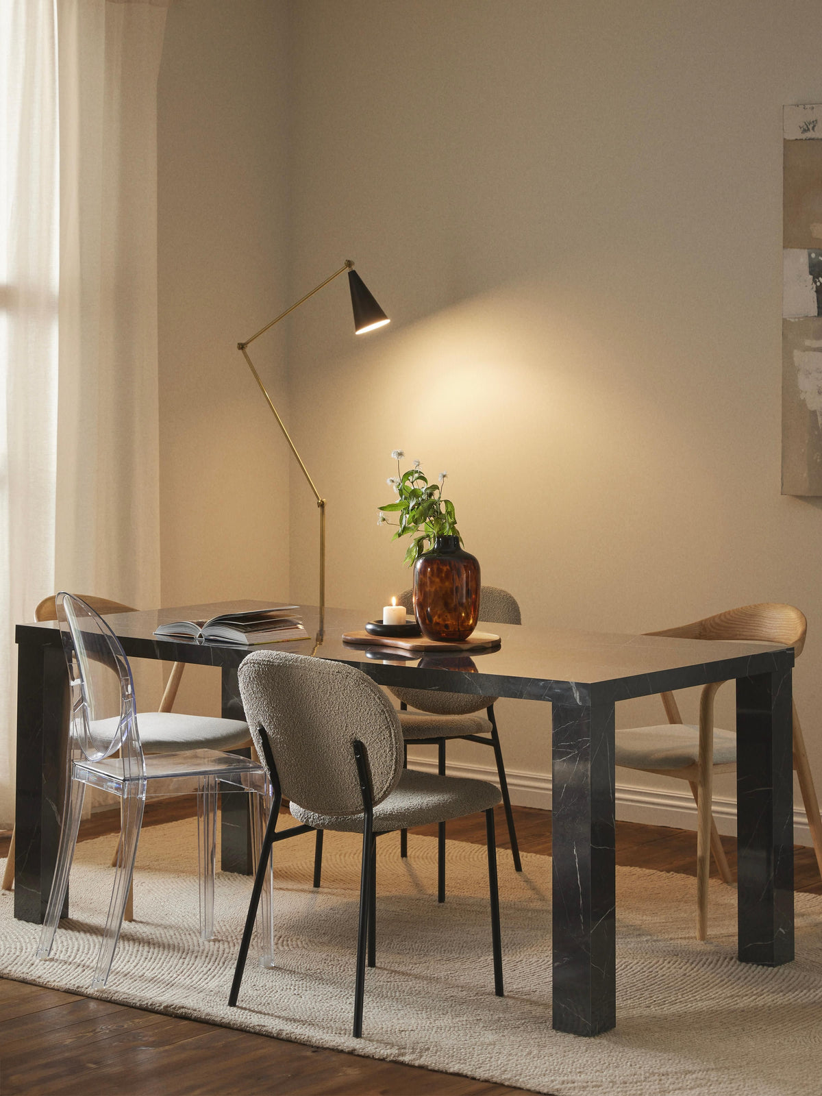 Carlsiek Marble Look Dining Table, 180 x 90 cm