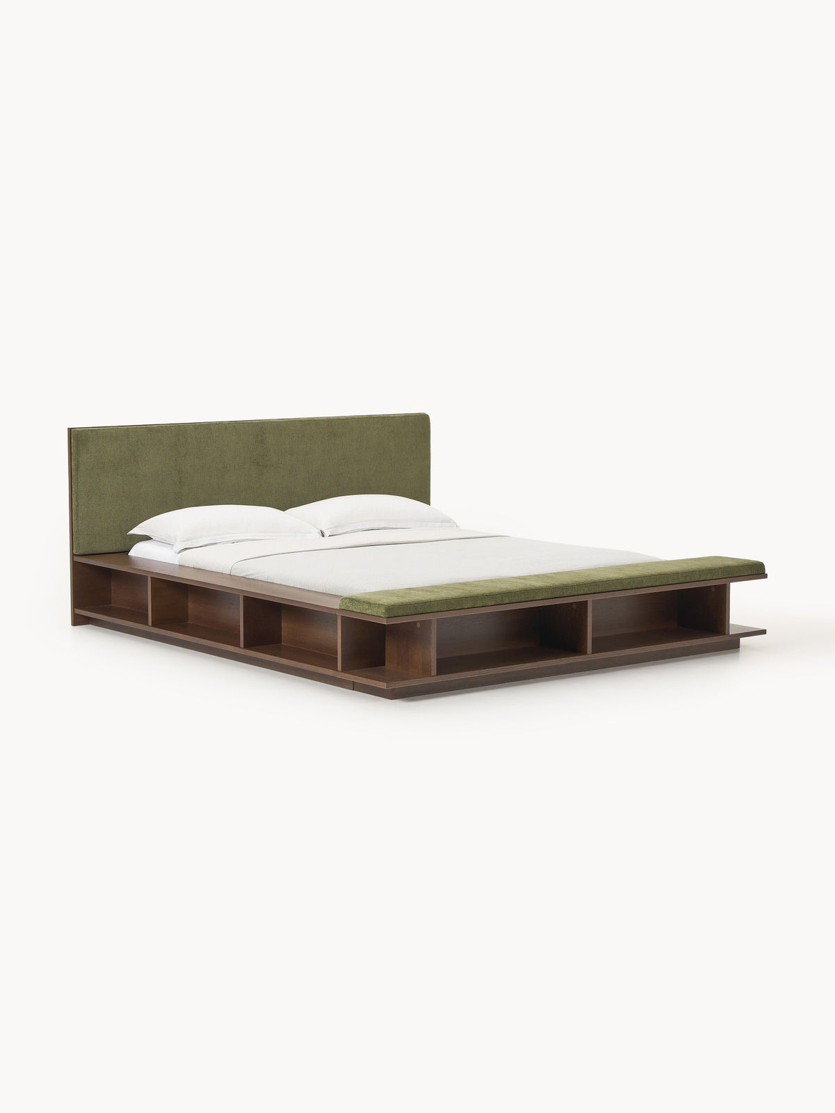 Clarstedt Wooden Bed Frame with Bench and Side Shelves