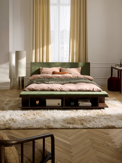 Clarstedt Wooden Bed Frame with Bench and Side Shelves