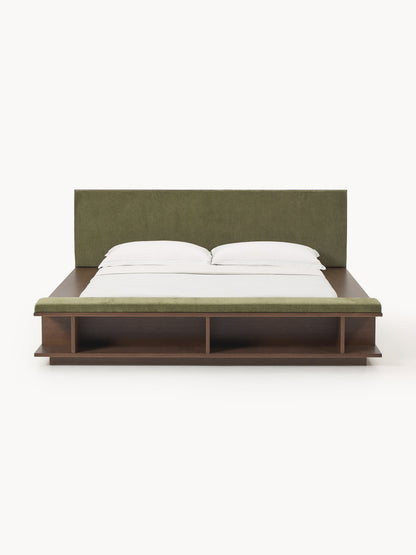 Clarstedt Wooden Bed Frame with Bench and Side Shelves