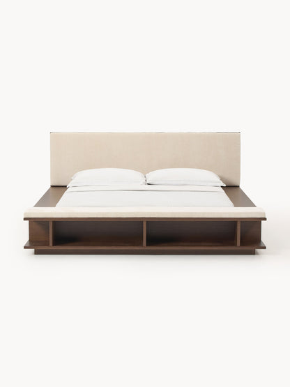 Clarstedt Wooden Bed Frame with Bench and Side Shelves
