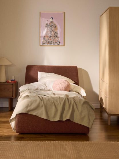 Clovenau Single Bouclé Bed with Storage