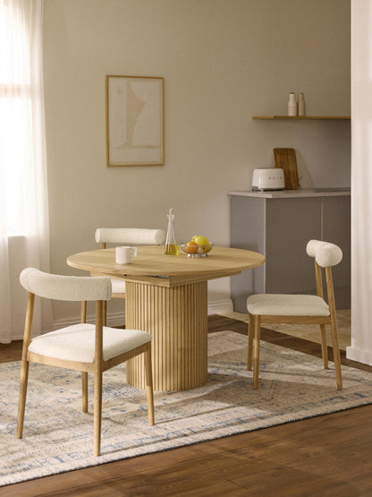 Filwangen Extendable Dining Table with Grooved Texture, 120 - 160 x 75 cm