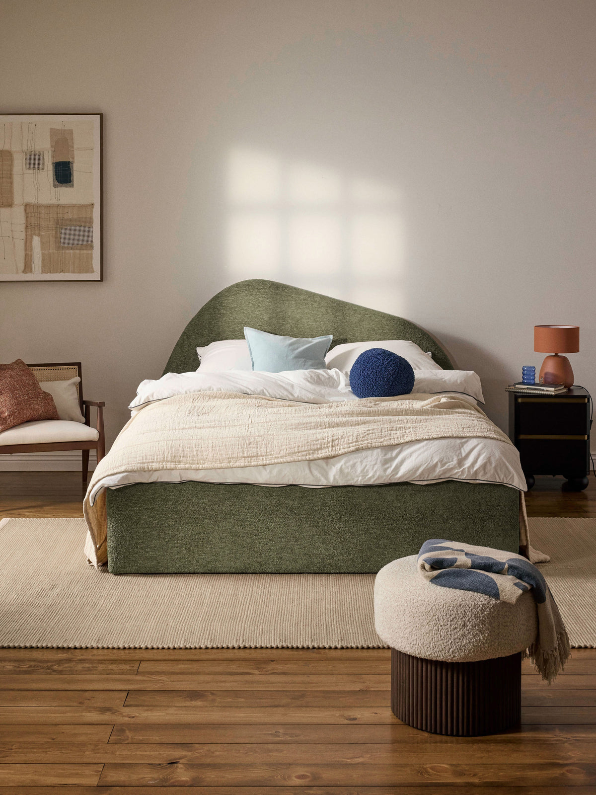 Garbrecht Bouclé Bed, Upholstered
