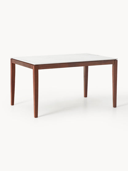 Jacsteden Dining Table with Marble-Look Tabletop, in Various Sizes