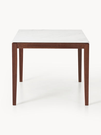 Jacsteden Dining Table with Marble-Look Tabletop, in Various Sizes