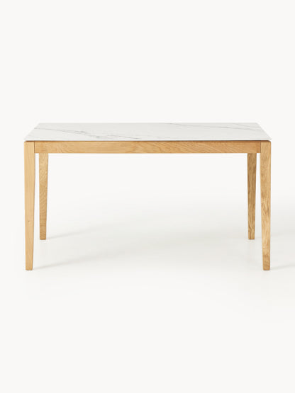 Jacsteden Dining Table with Marble-Look Tabletop, in Various Sizes