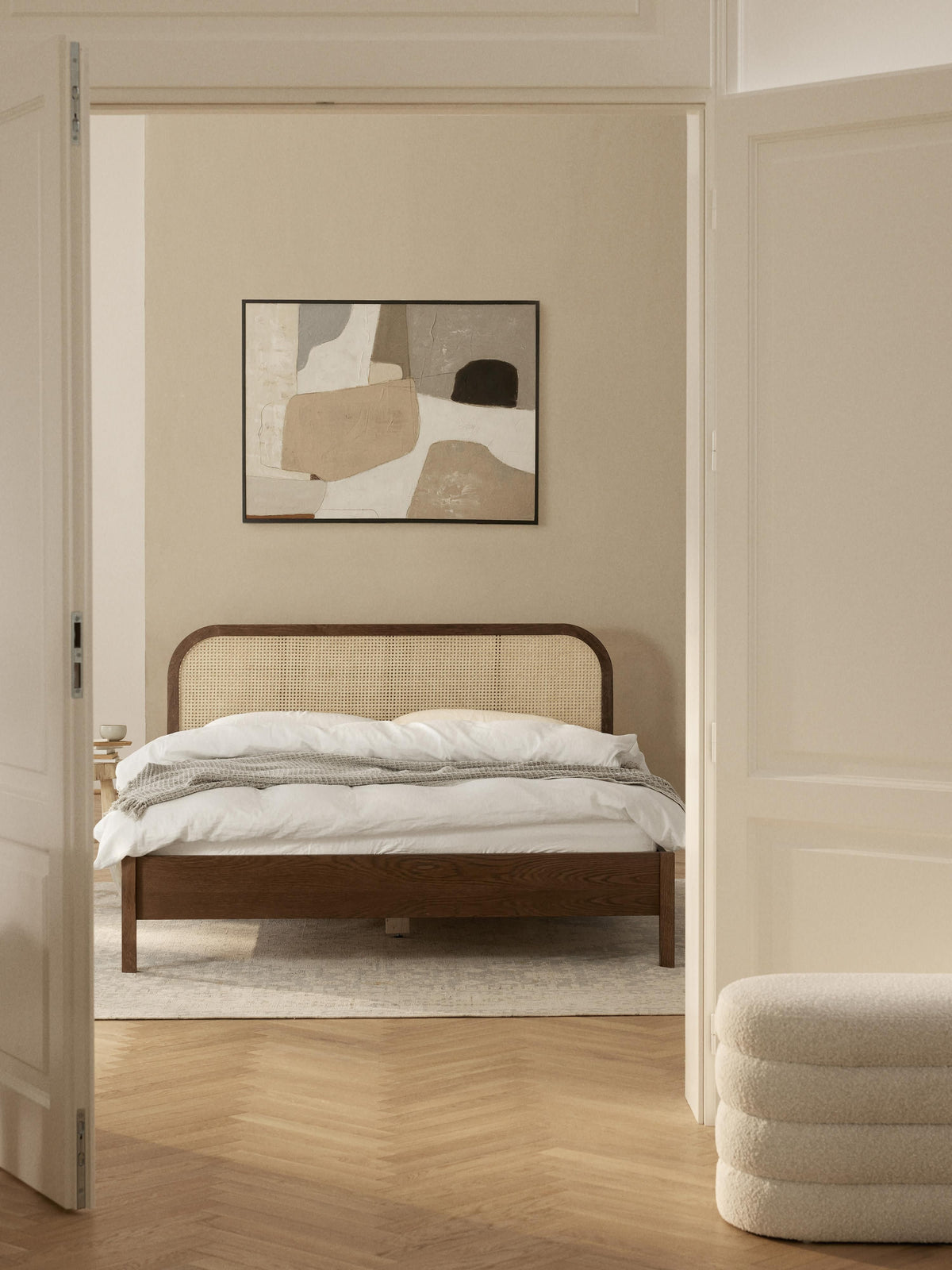 Jonshelm Wooden Bed with Vienna Cane Headboard