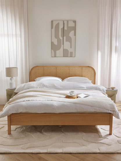 Jonshelm Wooden Bed with Vienna Cane Headboard