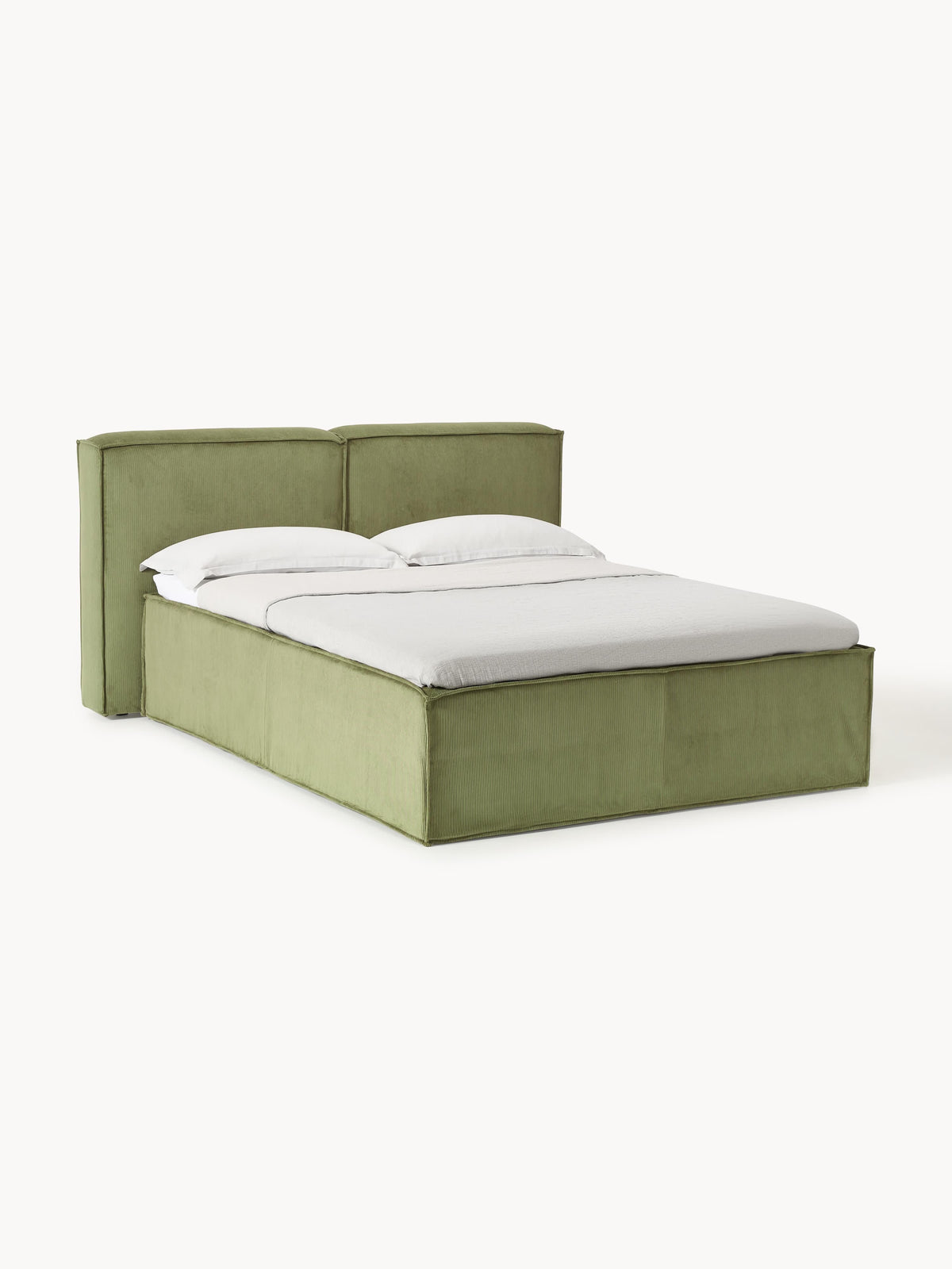 Lenfeld Box Spring Bed in Corduroy