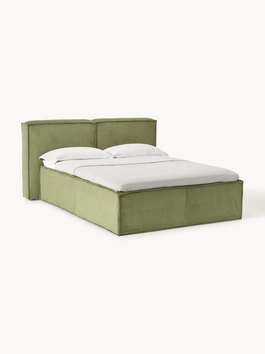 Lenfeld Box Spring Bed in Corduroy