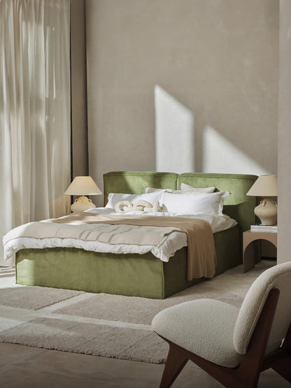 Lenfeld Box Spring Bed in Corduroy