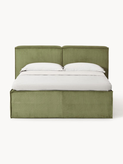 Lenfeld Box Spring Bed in Corduroy