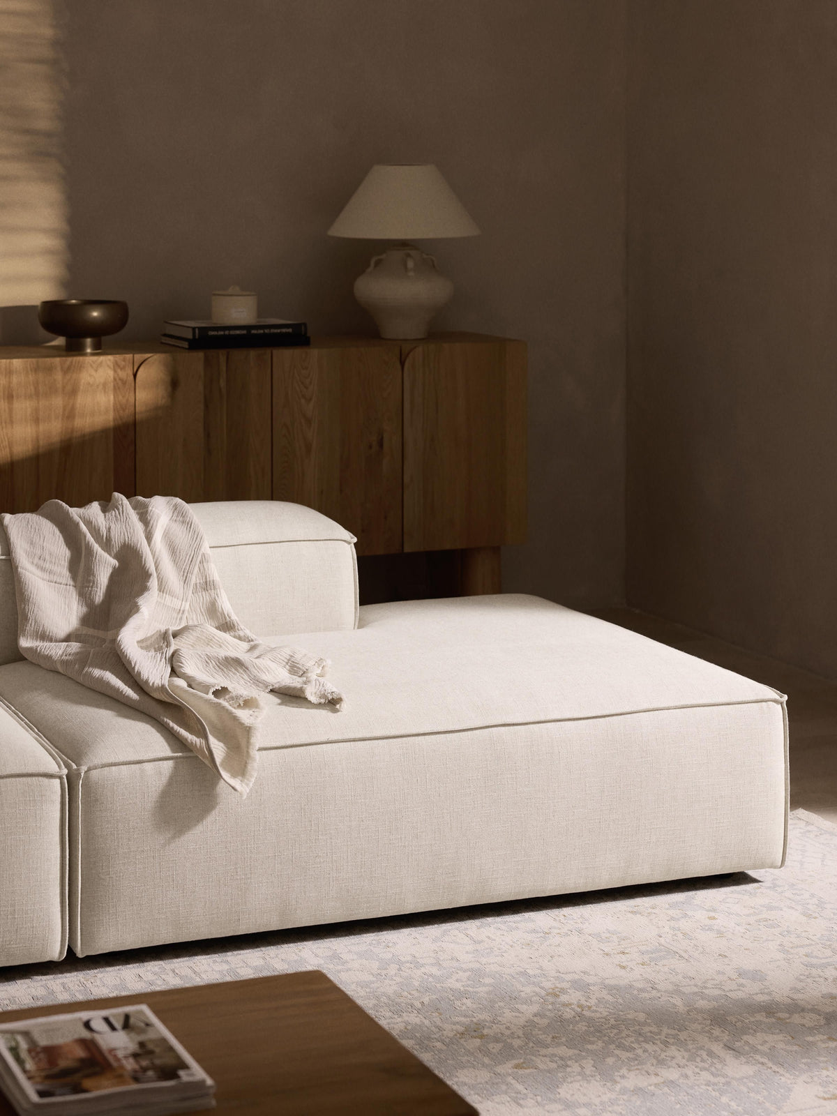Lenfeld Linen Blend Ottoman Module