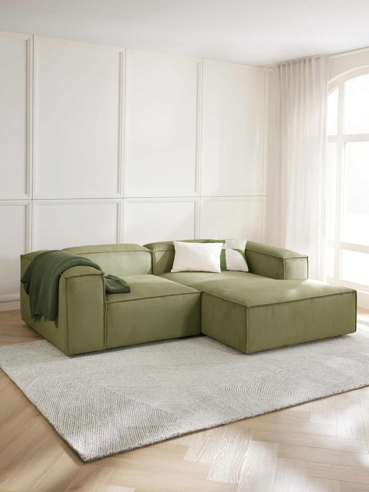 Lenfeld Modular Corduroy Corner Sofa, 2-Seater