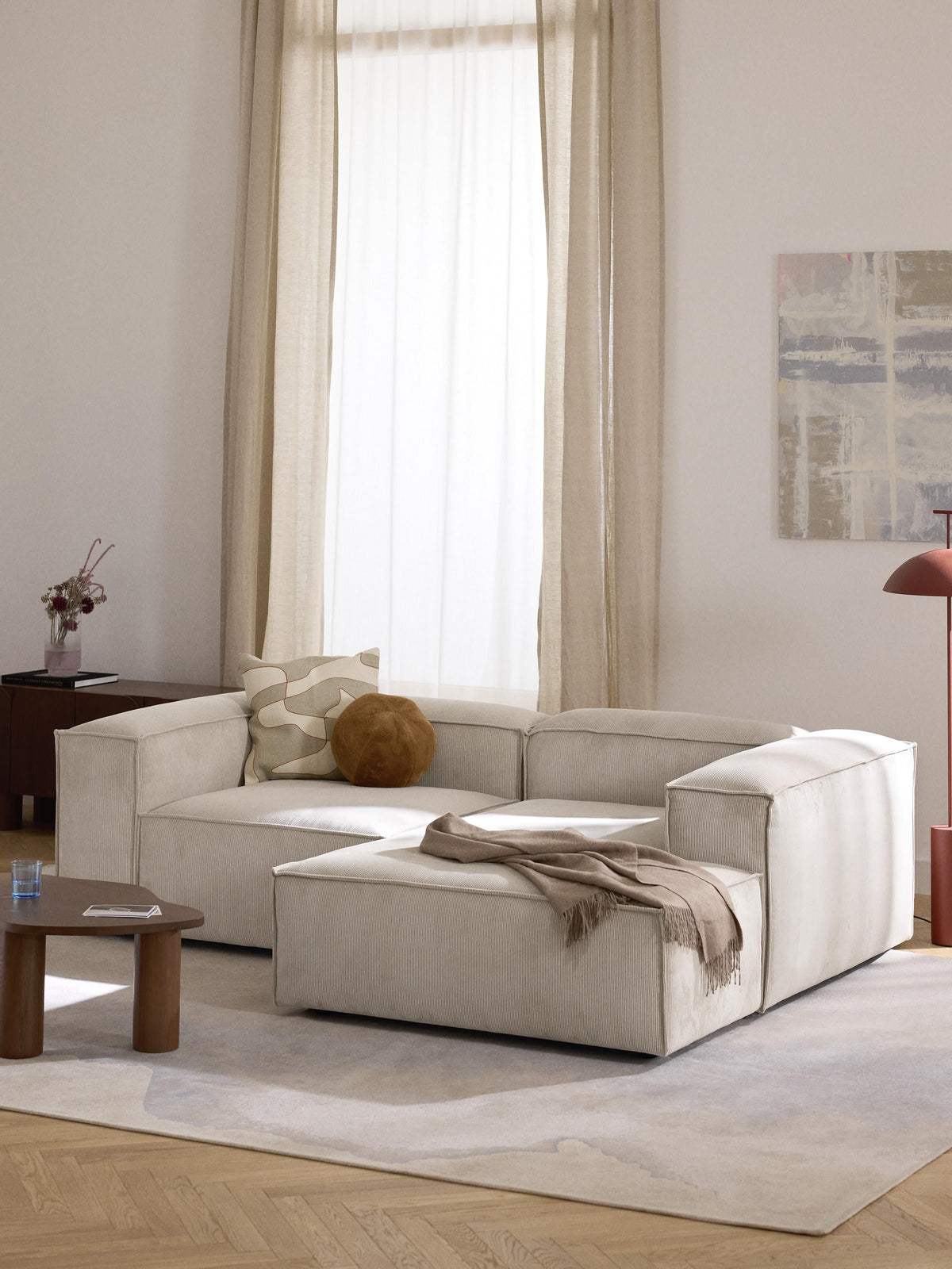 Lenfeld Modular Corduroy Corner Sofa, 2-Seater