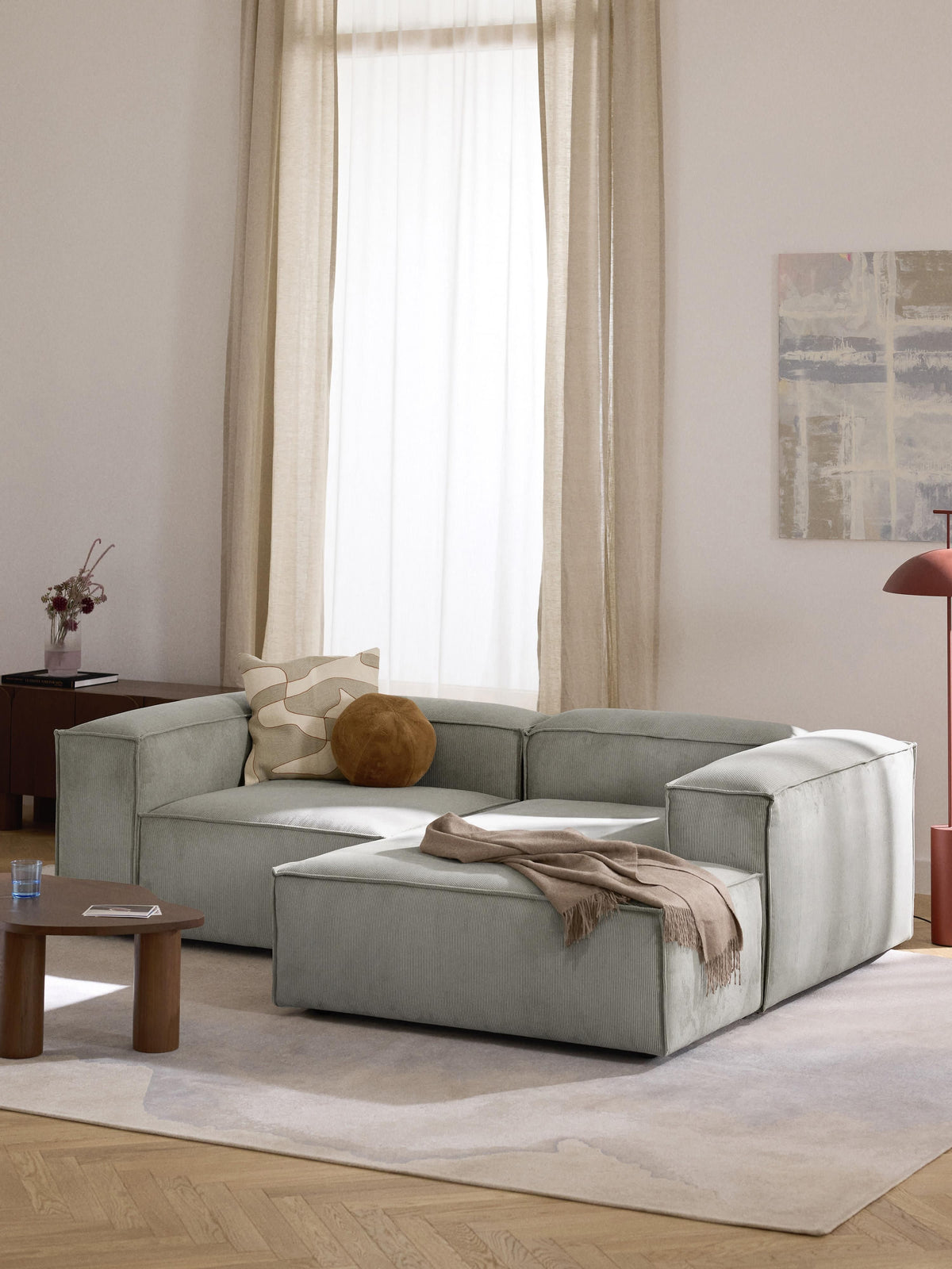 Lenfeld Modular Corduroy Corner Sofa, 2-Seater