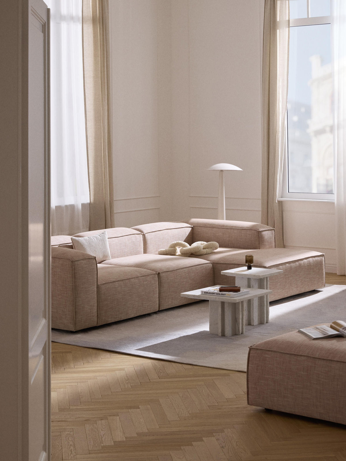 Lenfeld Modular Corner Sofa (4-Seater) in Linen Blend