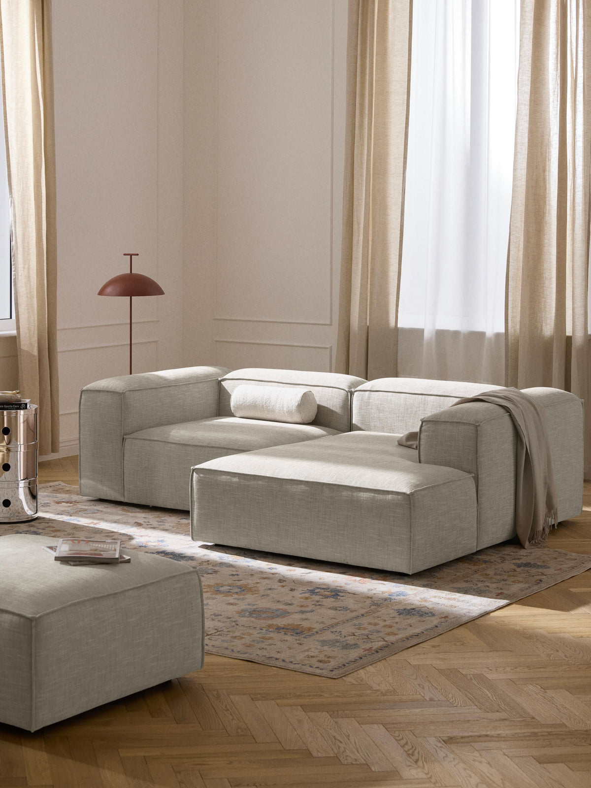 Lenfeld Modular Linen Blend Corner Sofa, 2-Seater