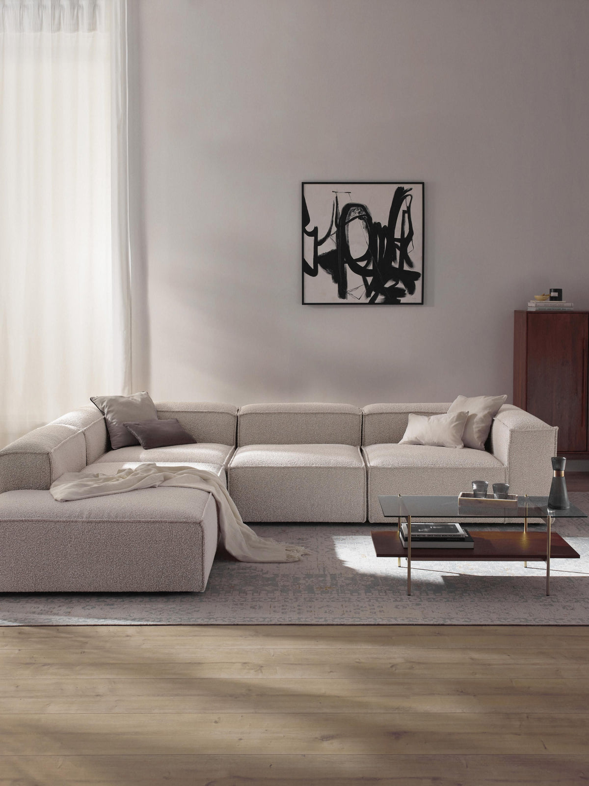 Lenfeld Modular XL Corner Sofa (4-Seater) in Bouclé