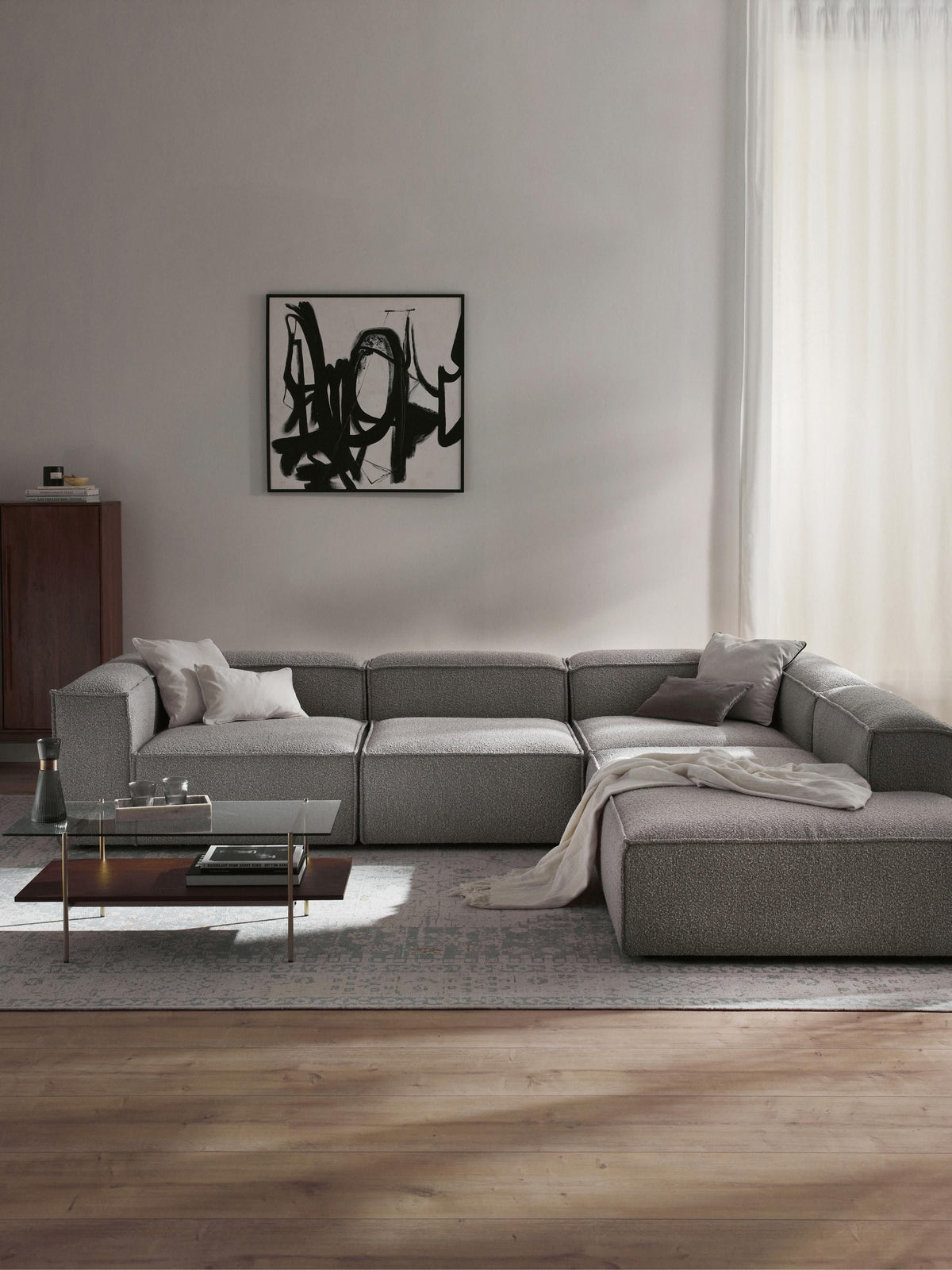 Lenfeld Modular XL Corner Sofa (4-Seater) in Bouclé