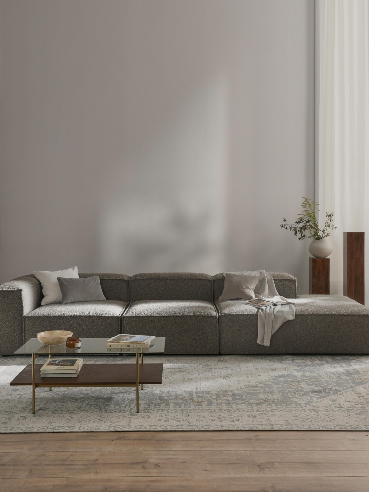 Lenfeld Modular XL Ottoman in Bouclé