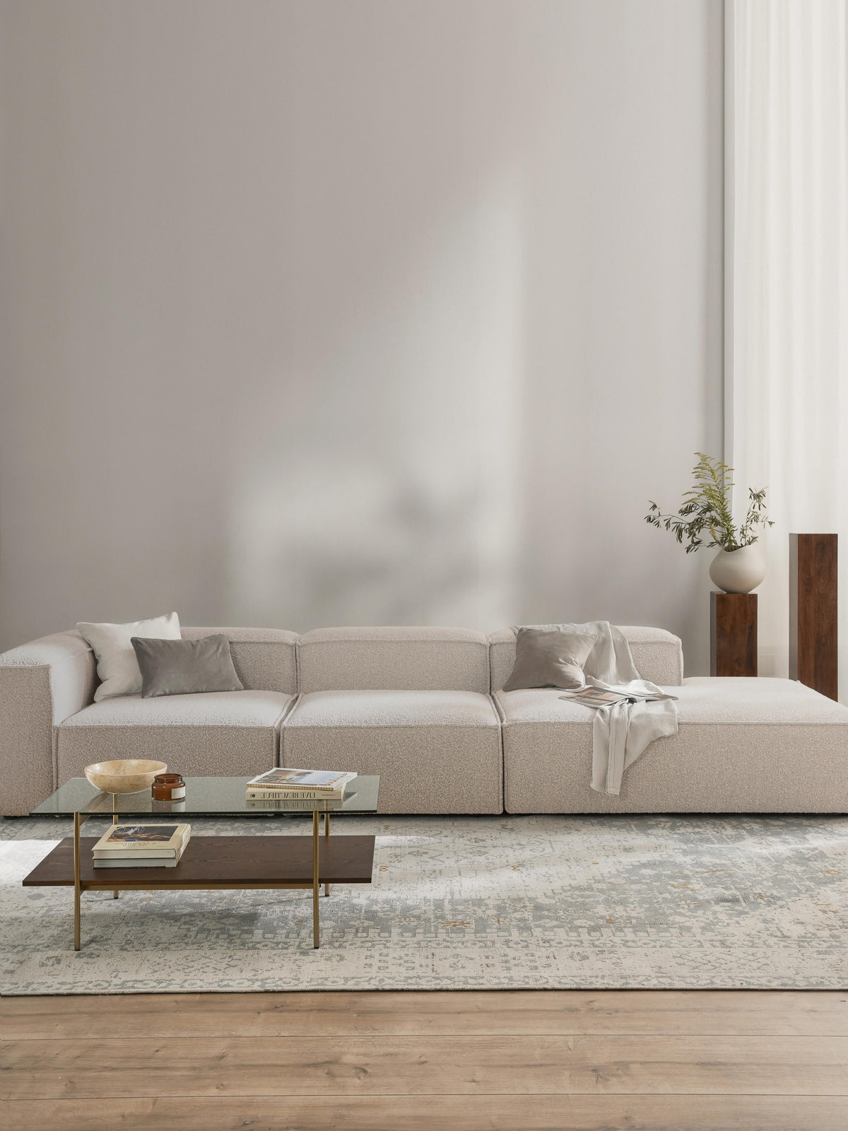 Lenfeld Modular XL Ottoman in Bouclé