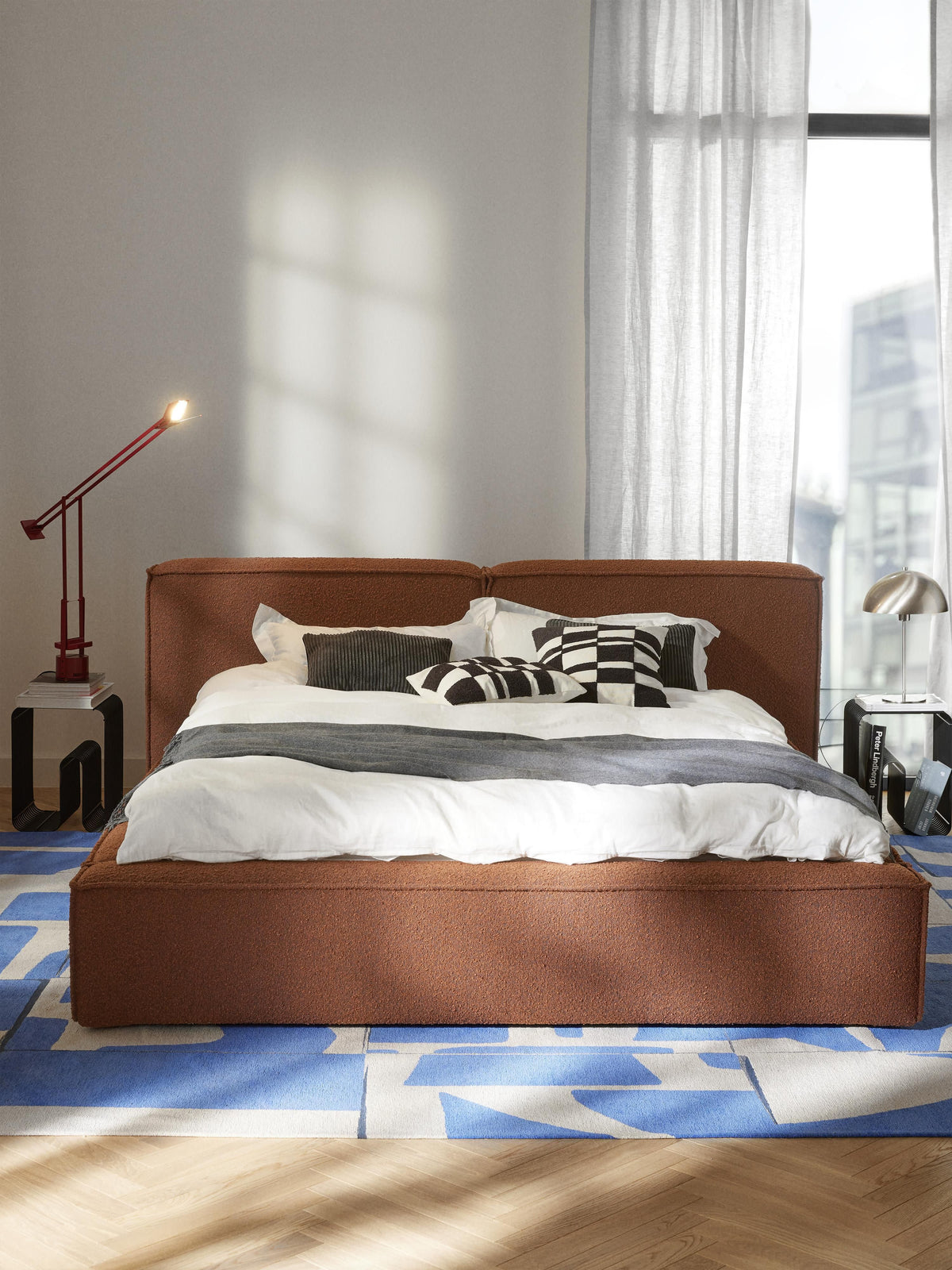 Lenfeld Storage Bed in Bouclé, Upholstered
