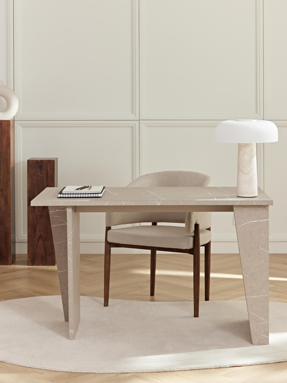 Liamsbek Travertine Look Desk