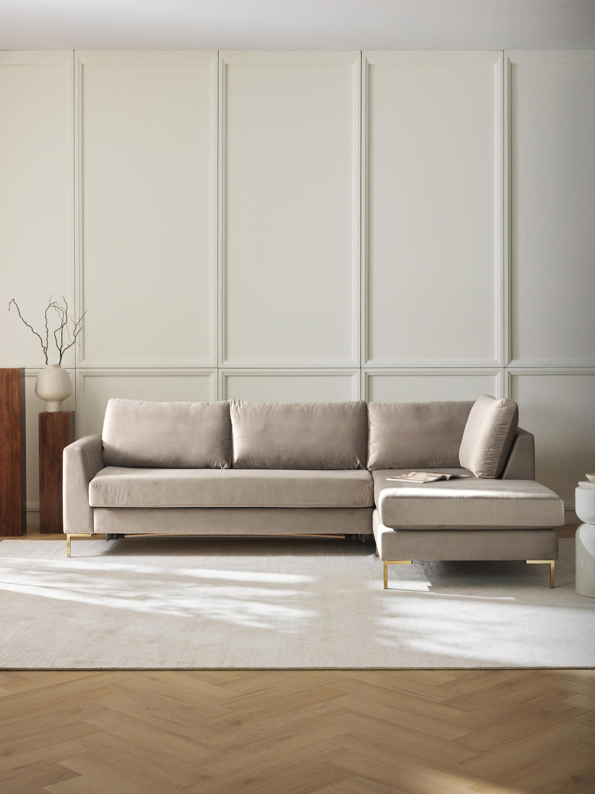 Lunmark Velvet Sofa Bed with Mattress, 3-Seater