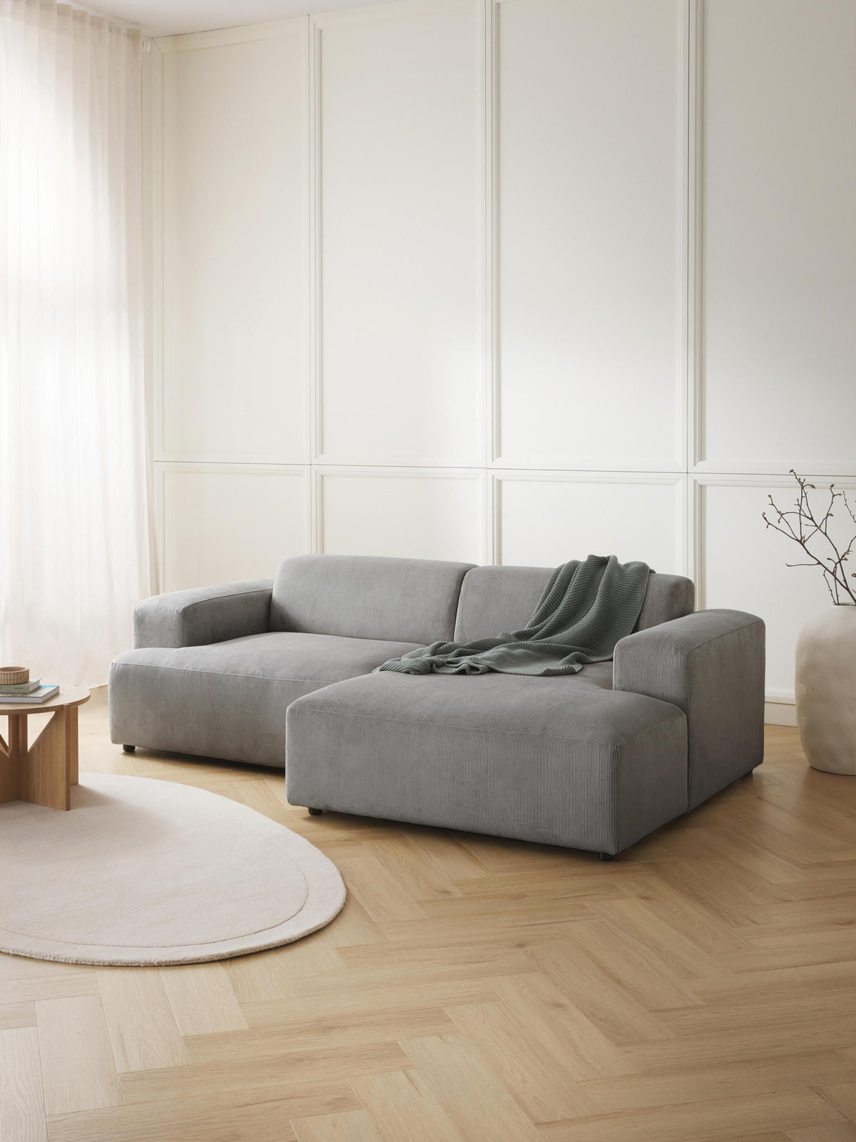 Melbrandt 3-Seater Corduroy Corner Sofa