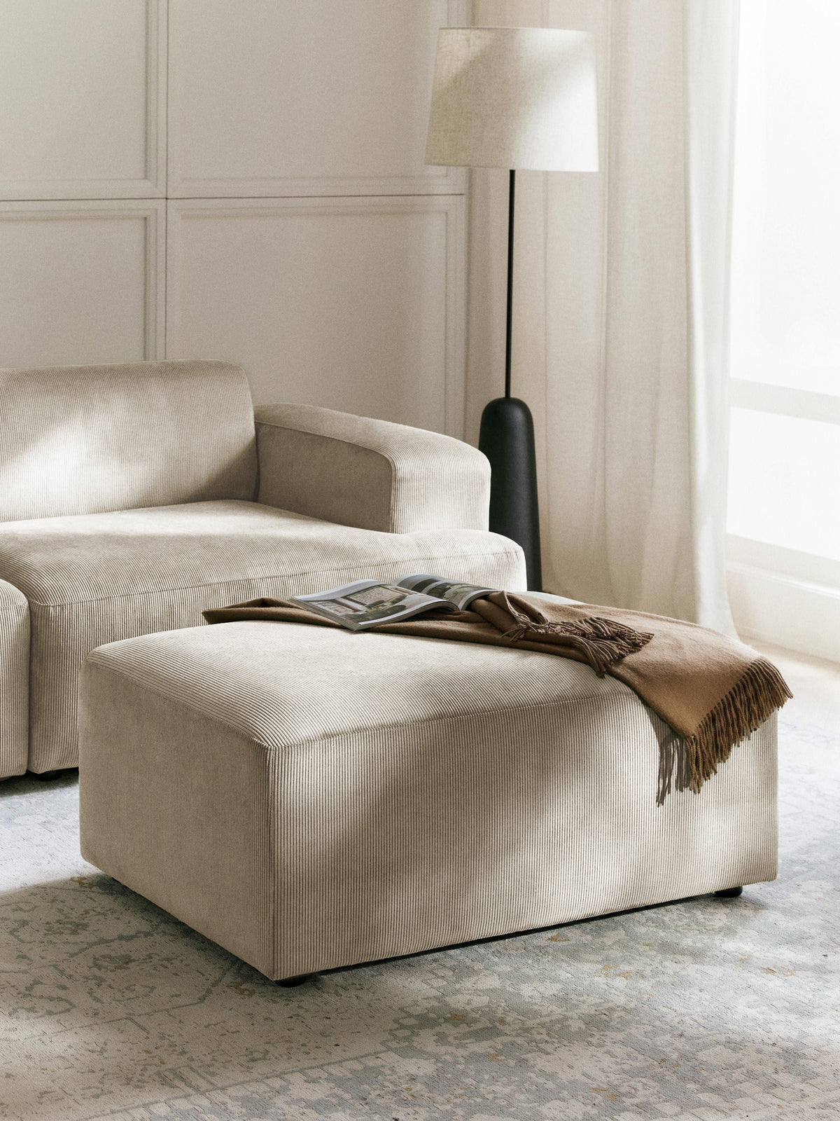 Melbrandt Corduroy Stool, W 99 x D 72 cm