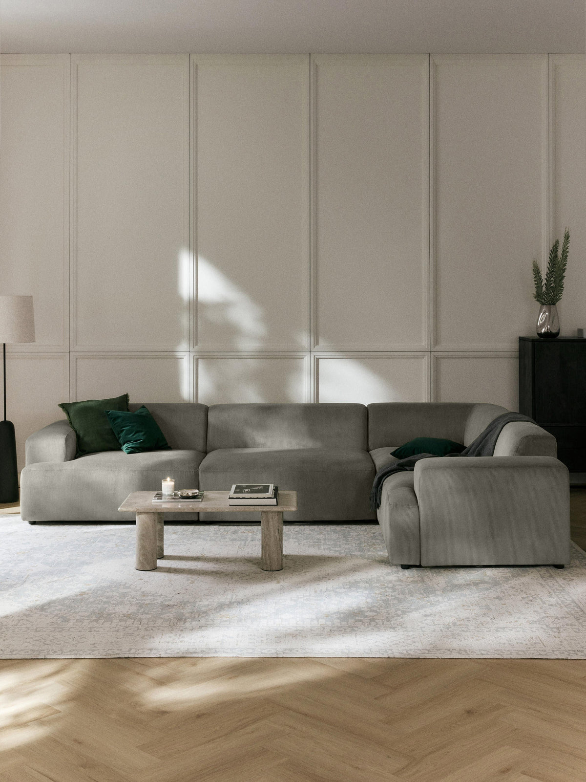 Melbrandt Large Corner Sofa in Corduroy (4-Seater)