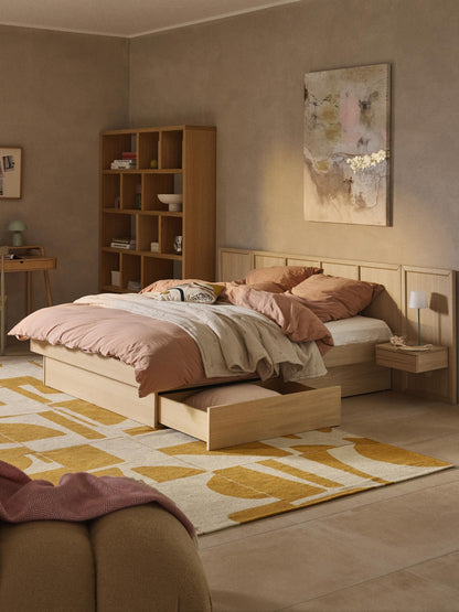 Nantweiler Wooden Bed with Bedside Tables and Headboard