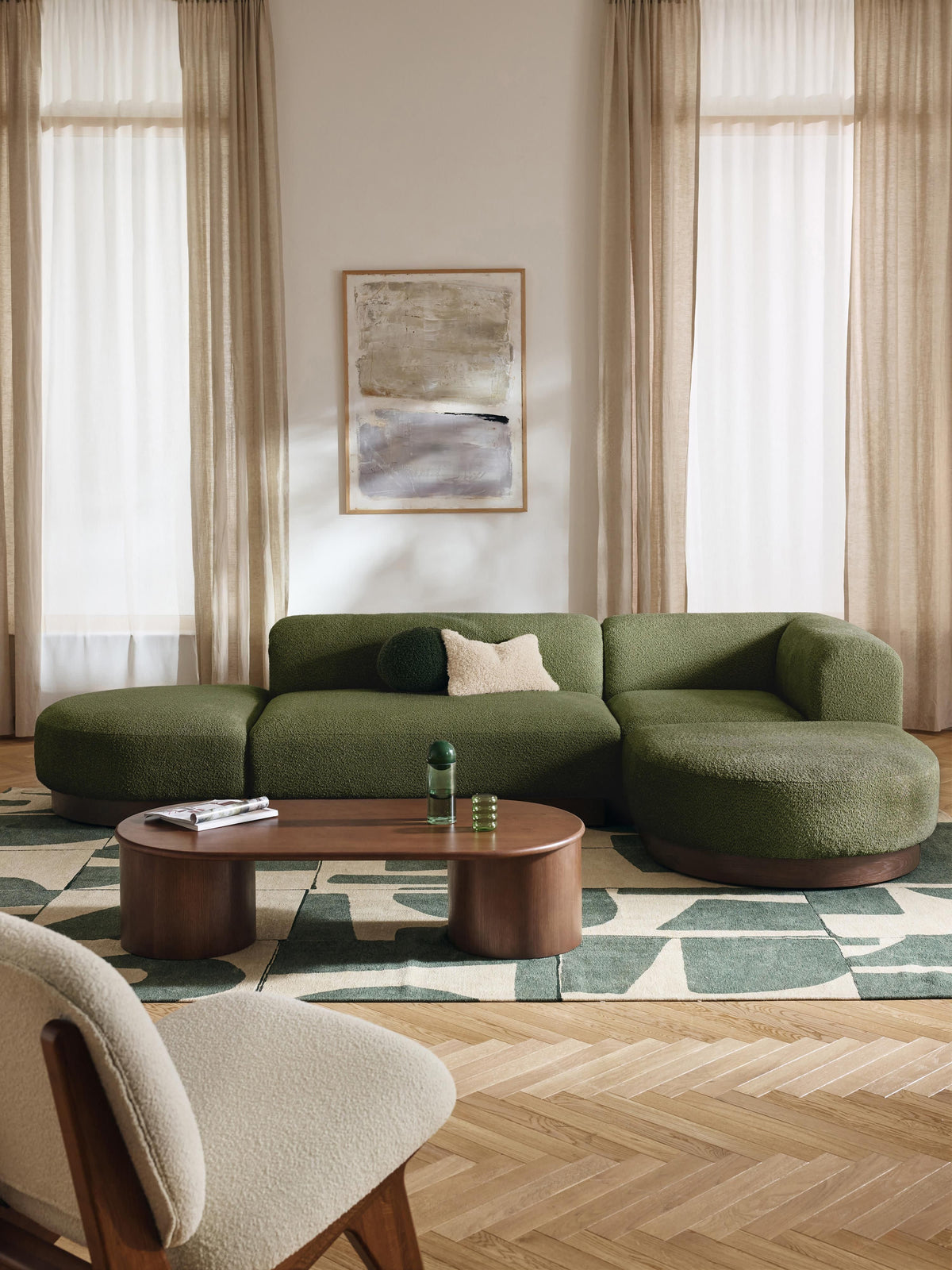 Natburgh Modular Corner Sofa in Teddy Bouclé
