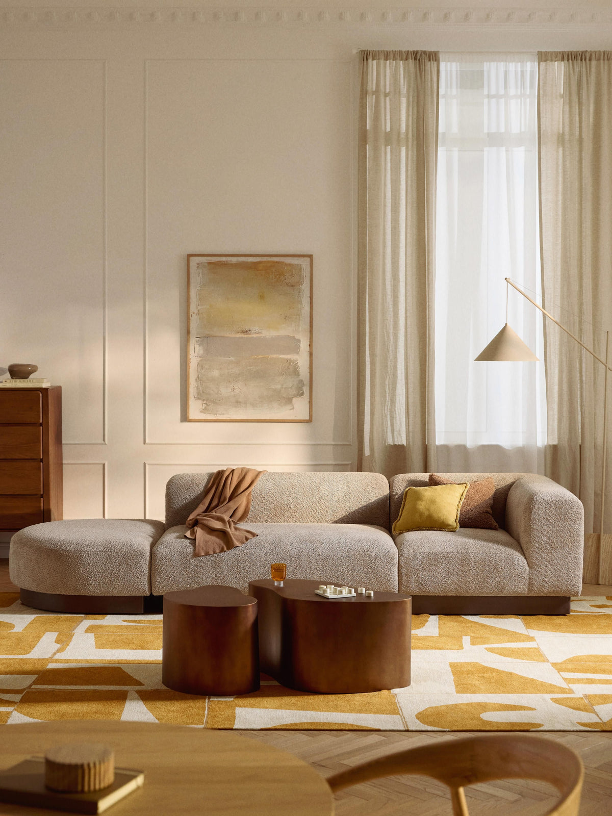 Natburgh Modular Ottoman in Teddy Bouclé with Stool (Left/Right)