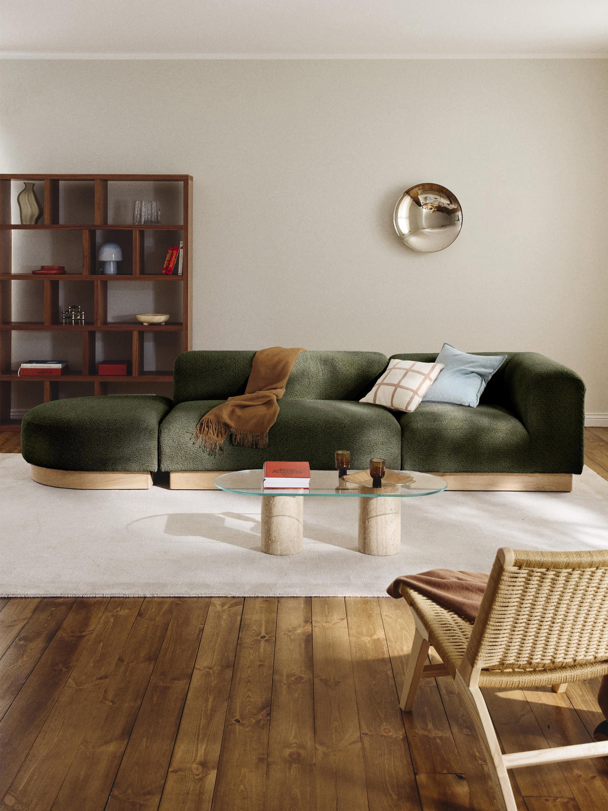 Natburgh Modular Ottoman in Teddy Bouclé with Stool (Left/Right)