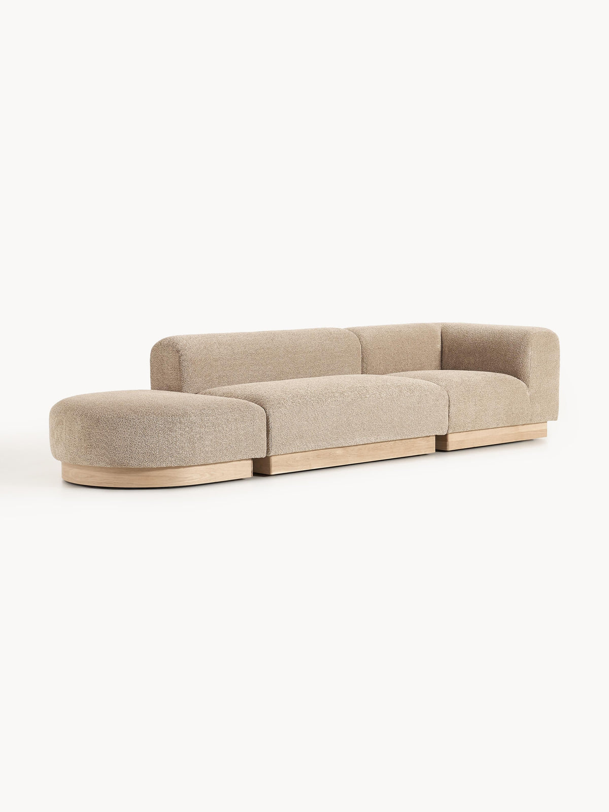 Natburgh Modular Ottoman in Teddy Bouclé with Stool (Left/Right)