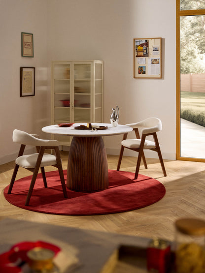 Nelscheid Round Dining Table with Marble Tabletop, Ø 115 cm