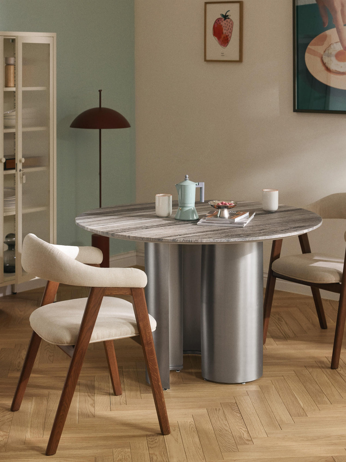Noamgau Round Dining Table with Marble Tabletop, Ø 120 cm